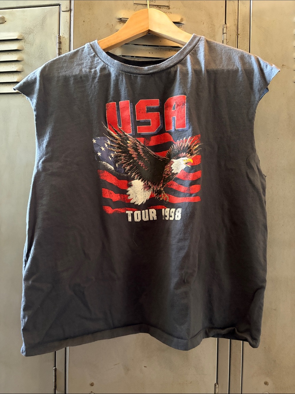 USA Eagle Graphic Tank Top - Charcoal